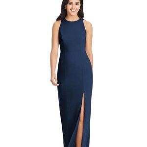 Dessy 3029...Diamond Cutout Back Trumpet Gown with Front Slit...Midnight..Sz 18